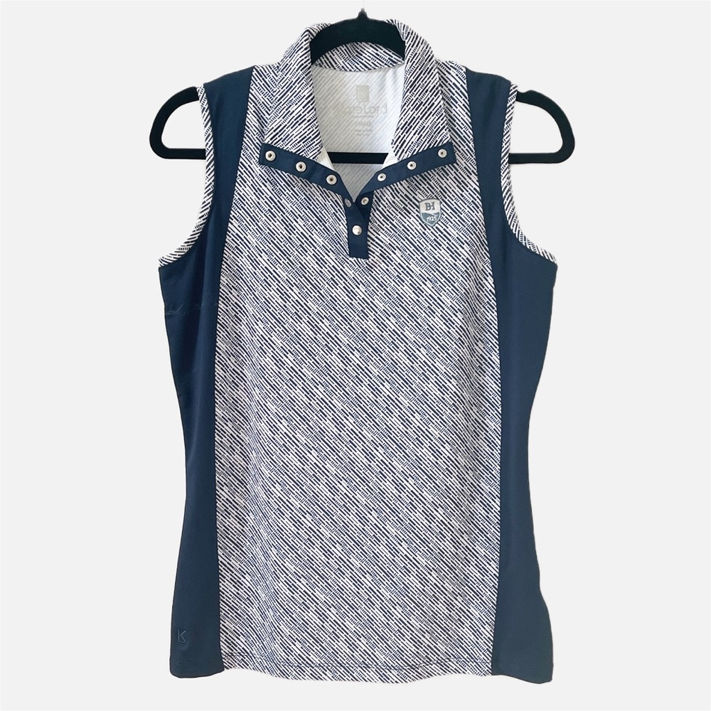 Kate Lord Sleeveless Golf Athletic Tank Top in Navy and White